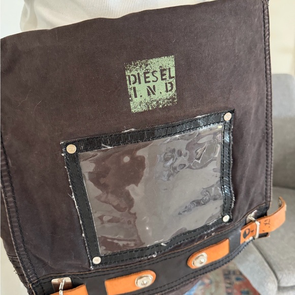DIESEL I.N.D. VINTAGE BLACK/brown CANVAS Cotton MESSENGER CROSSBODY SHOULDER BAG - Picture 2 of 16